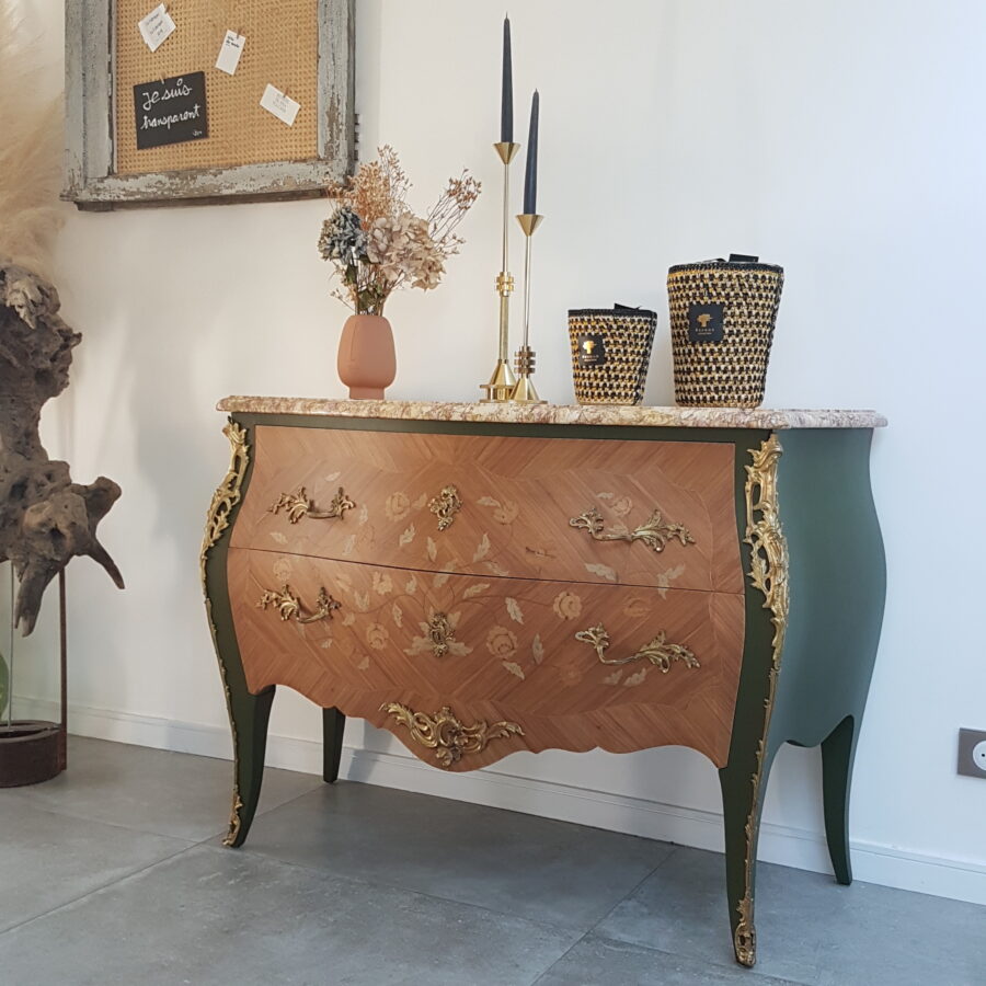 Commode de style Louis XV Kaki&Wood – Image 3