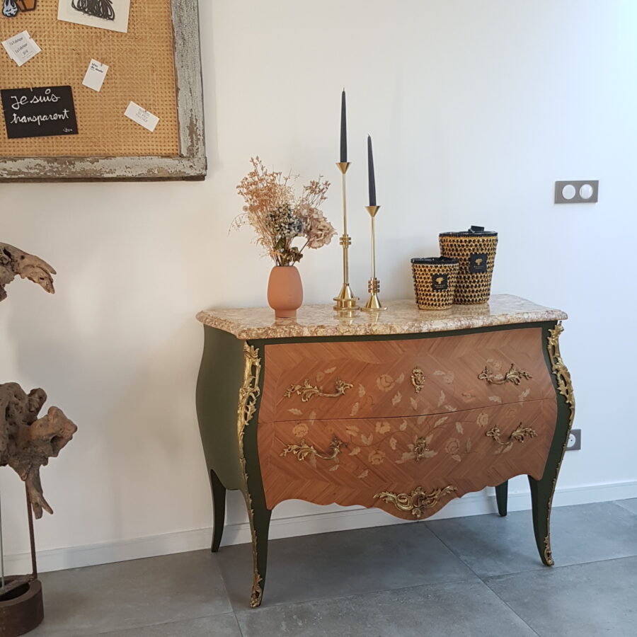 Commode de style Louis XV Kaki&Wood – Image 2